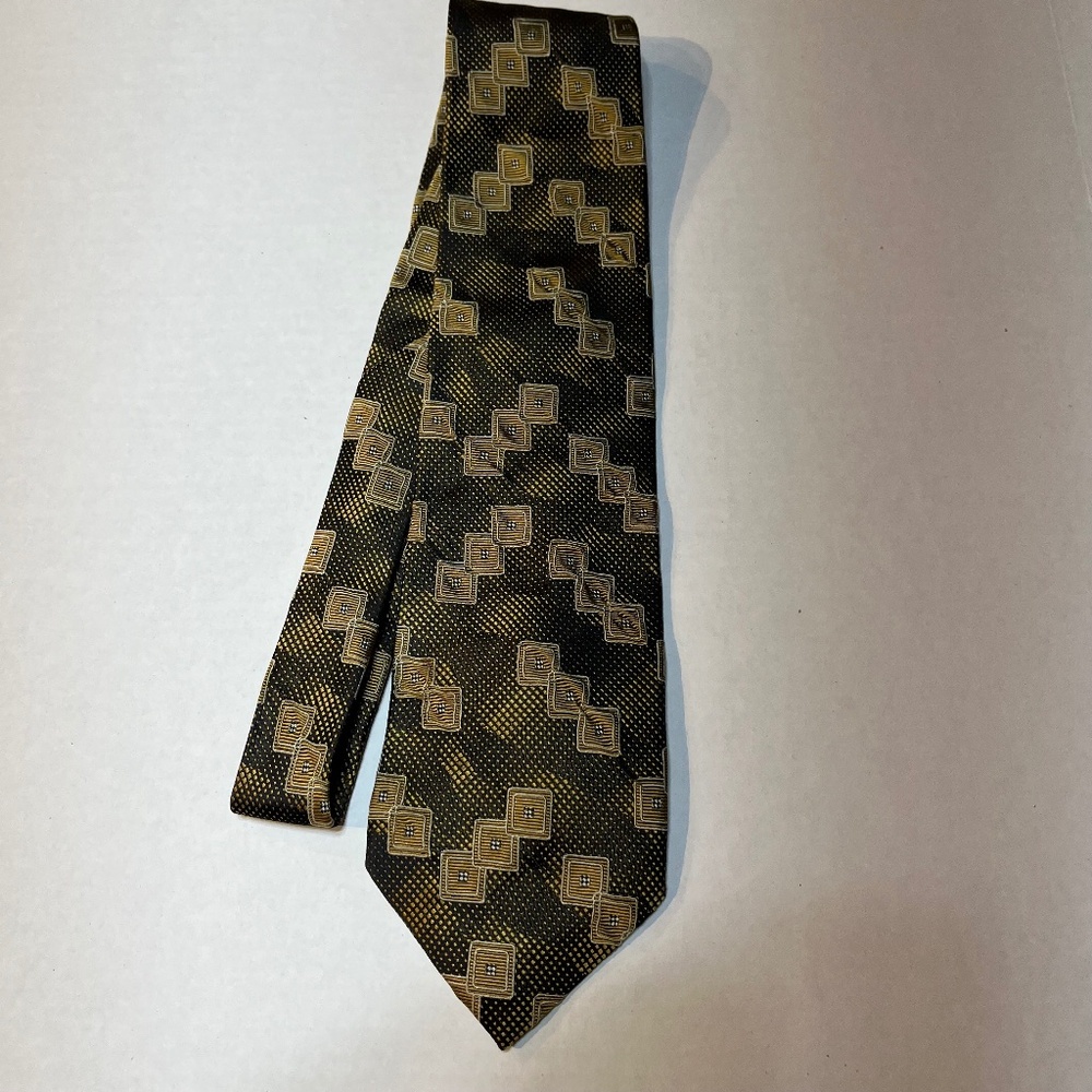 Emelio Ponti Silk Men's NeckTie Gold and Black